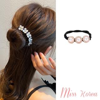 【MISS KOREA】珍珠髮飾 花朵髮飾/浪漫珍珠花朵造型丸子頭盤髮器 髮飾(4款任選)