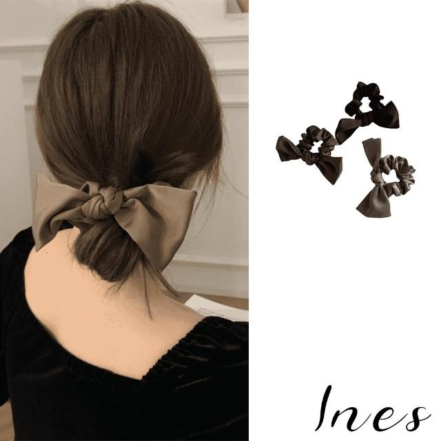 【INES】蝴蝶結髮圈/法式氣質蝴蝶結造型大腸圈 髮圈(3色任選)