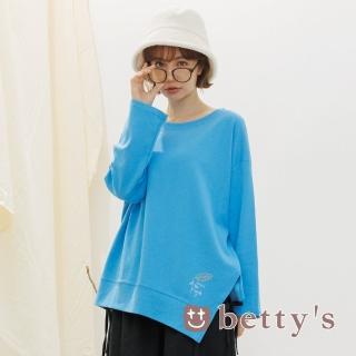 【betty’s 貝蒂思】葉子花印花圓領寬版T-shirt(藍色)