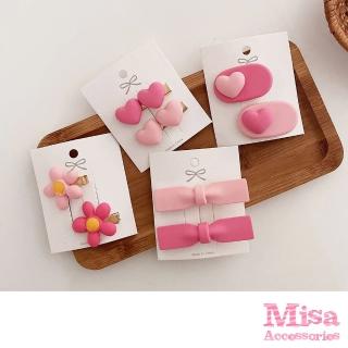 【MISA】粉嫩髮夾/粉嫩色系可愛造型髮夾2件套組(4款任選)