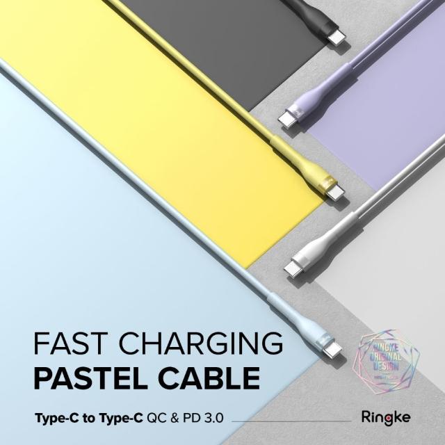 【Ringke】Type-C 轉 Type-C Fast Charging Pastel Cable 粉彩快速充電傳輸線－2M 紫 藍 白 黃(Rearth)