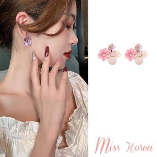 【MISS KOREA】925銀針耳環 貝殼耳環 花朵耳環/韓國設計925銀針貝殼花朵幾何方晶圓珠造型耳環(2色任選)