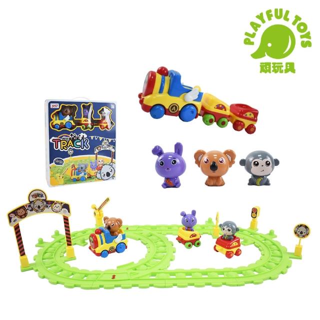 【Playful Toys 頑玩具】動物卡通軌道車(玩具車 火車玩具 軌道組裝 兒童禮物)