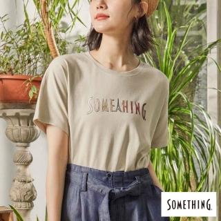 【SOMETHING】女裝 巴黎鐵塔LOGO短袖T恤(淺卡其)