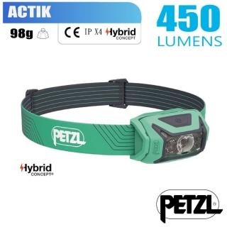 【PETZL】ACTIK 超輕量標準頭燈450流明.IPX4防水.LED頭燈(E063AA02 綠)