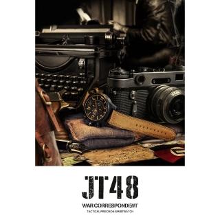 【elegantsis 愛樂時】傑本尼氏 戰地記者風格機械腕錶/黑 48mm(ELJT48-OB09LC)