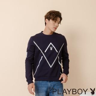 【PLAYBOY】幾何框線上衣(藍色)