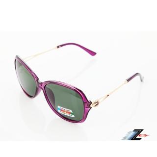 【Z-POLS】名牌風格氣質紫搭時尚圖騰邊框 墨綠Polarized寶麗來偏光抗UV400太陽眼鏡(時尚有型好穿搭)