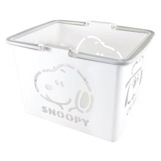 【T’S FACTORY】SNOOPY史努比 塑膠手提置物籃 L 白色(文具雜貨)