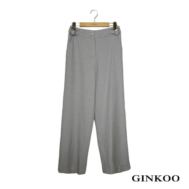 【GINKOO 俊克】腰環裝飾直筒寬褲