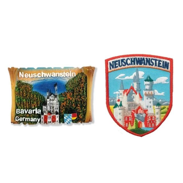 【A-ONE 匯旺】德國 新天鵝堡辦公室磁鐵+布魯塞爾 尿尿小童繡片貼2件組外國地標磁鐵(C207+95)