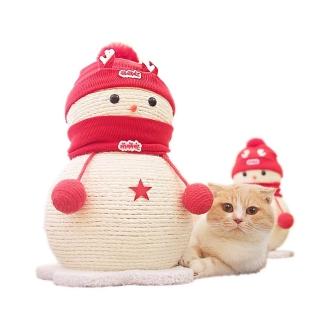 【AOYI奧藝】雪人造型劍麻繩貓抓柱 貓抓球(寵物玩具 禮物 貓咪玩具 劍麻貓玩具 貓抓球 貓抓板（大號）)