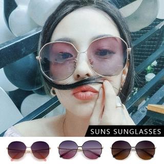 【SUNS】時尚多邊形太陽眼鏡 高質感金屬框 大框顯小臉 三色任選(抗UV400/檢驗合格)