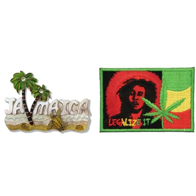 【A-ONE 匯旺】牙買加旅遊磁鐵+巴布·馬利 雷鬼歌手皮夾徽章2件組紀念磁鐵療癒小物(C145+138)