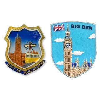 【A-ONE 匯旺】英國曼徹斯特冰箱磁鐵+英國倫敦 大笨鐘 Big Ben立體繡貼2件組紀念磁鐵療(C161+385)