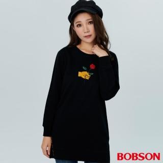 【BOBSON】女款玫瑰繡花長版上衣(38072-88)