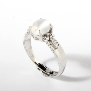 【寶石方塊】天然貓眼月光石戒指-925銀飾-心曠神怡-活圍設計