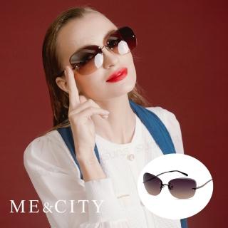 【ME&CITY】切邊曲線無框太陽眼鏡 品牌墨鏡 抗UV400(ME1221 C01)