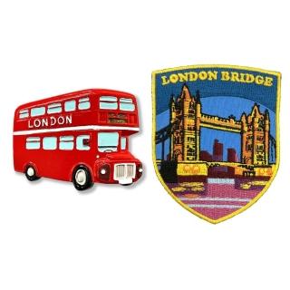 【A-ONE 匯旺】英國雙層巴士白板磁鐵+英國 倫敦鐵橋立體繡貼2件組網紅打卡地標(F753+191)