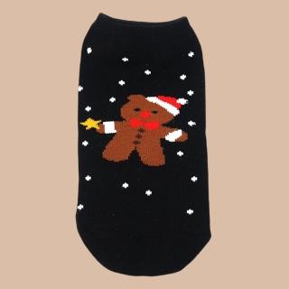 【WAJI 襪集】聖誕節主題襪-直版襪 雪球款-薑餅熊(Merry Christmas 台灣製 直版襪 兒童款 襪子 童襪 棉質)