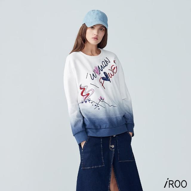 【iROO】字母漸層感流行設計長袖上衣