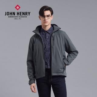 【JOHN HENRY】連帽可拆風衣外套-灰綠