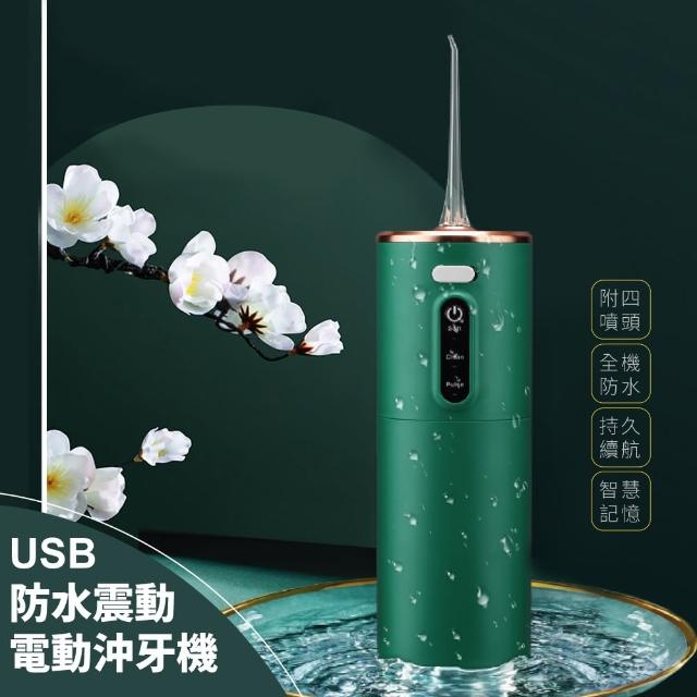 【牙潔淨】USB防水震動電動沖牙機-附四噴頭(口腔 洗牙機 潔牙器 噴牙機 牙線機 沖齒機 刷牙機 牙齒清潔)