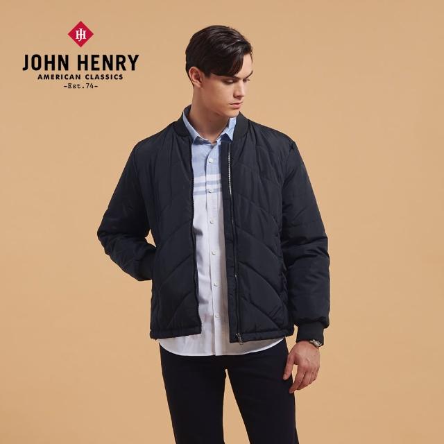 【JOHN HENRY】斜紋鋪棉棒球外套-黑色
