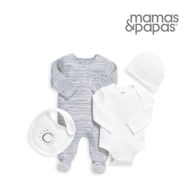 【Mamas & Papas】未來聲樂家-連身衣/包屁衣/圍兜/帽子4件組(4種尺寸可選)