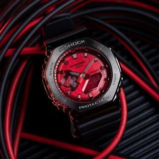 【CASIO 卡西歐】G-SHOCK 金屬錶殼 八角形錶殼-紅(GM-2100B-4A)