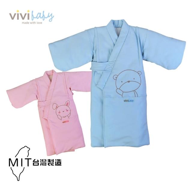 【VIVIBABY】嬰幼兒服飾 鋪棉和服 絨毛和服(藍/粉 鋪棉 絨毛 保暖)
