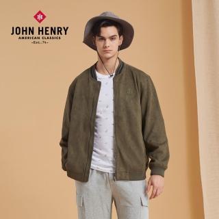 【JOHN HENRY】復古麂皮棒球外套-軍綠