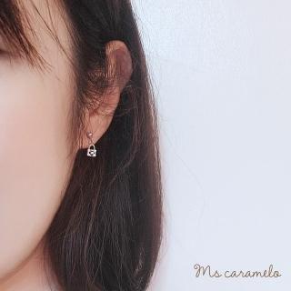【焦糖小姐 Ms caramelo】925純銀 甜蜜之鎖(鋯石耳環)