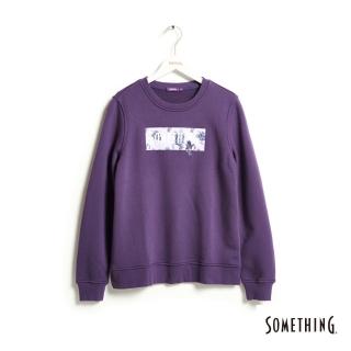 【SOMETHING】女裝 鳶尾花LOGO厚長袖T恤(紫色)