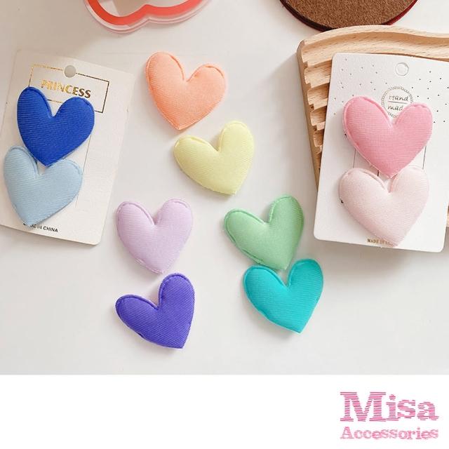 【MISA】彩色髮夾 愛心髮夾/繽紛彩色愛心造型髮夾2件組(4款任選)