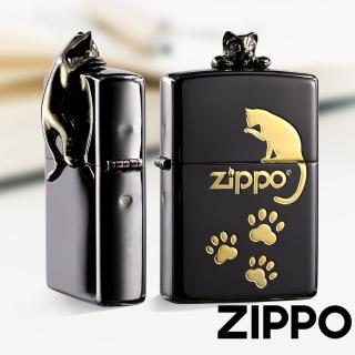 【Zippo官方直營】爬牆貓咪-黑冰-防風打火機(美國防風打火機)