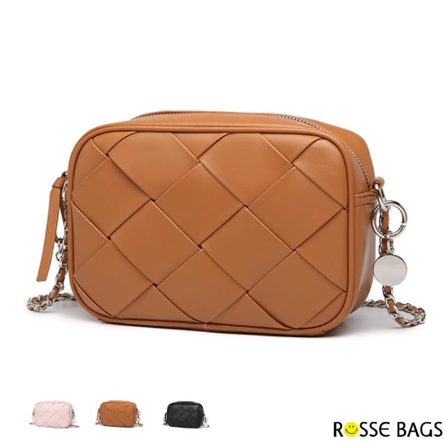 【Rosse Bags】經典時尚鍊條編織方包(現+預  黑色／粉色／棕色)