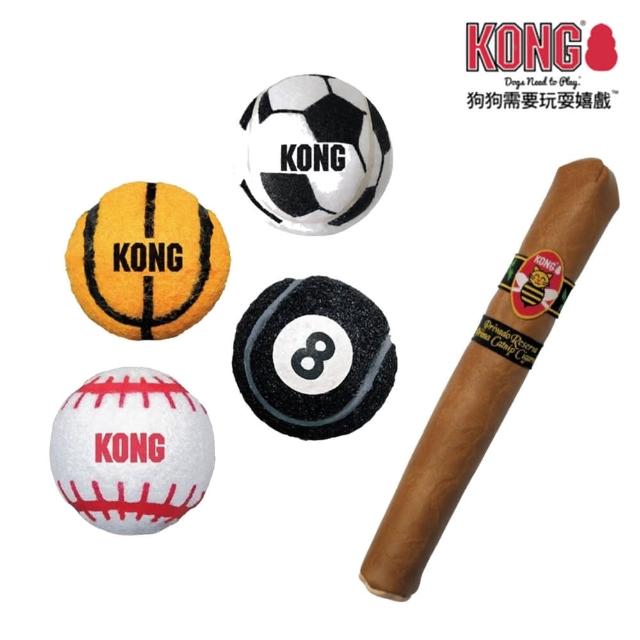 【KONG】寵物互動型玩具 皮雪茄/運動球 S（3顆入）(寵物玩具)