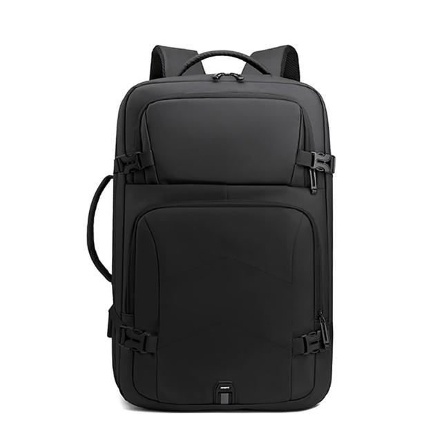 【CAMO】手提後背USB雙層前袋電腦包(黑色)