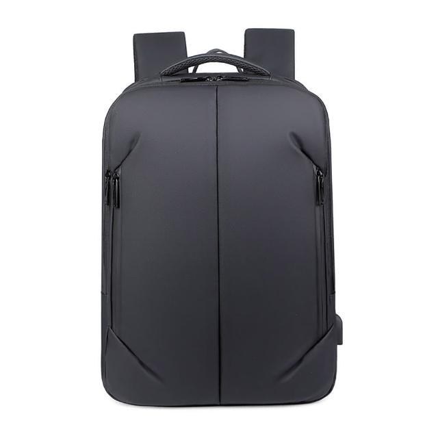 【CAMO】大容量USB旅行商務電腦後背包(黑色)