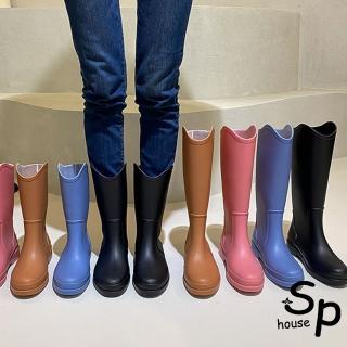 【Sp house】時尚色彩防水防滑PVC工作雨鞋(8色可選)