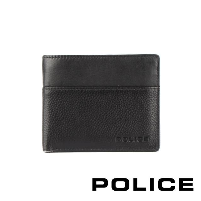 【POLICE】頂級NAPPA小牛皮4卡零錢袋男用皮夾 雅尼系列(黑色 贈送禮提袋)