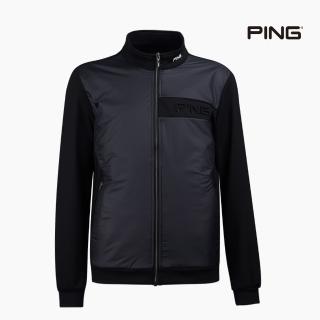 【PING】男款LOGO防風防潑水針織外套-黑(蓄熱保溫/GOLF/高爾夫/PC22217-88)