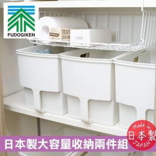 【不動技研】日本製大容量手持收納盒10L兩件組(居家收納/廚房收納 寬18.5×深33.4×高22cm)
