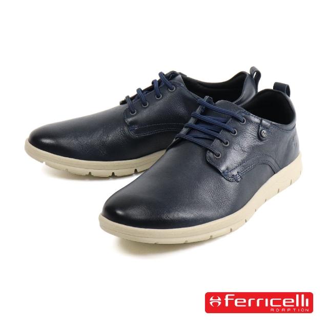 【Ferricelli】文青簡約風格素面綁帶休閒鞋 海軍藍(F51225-DBU)