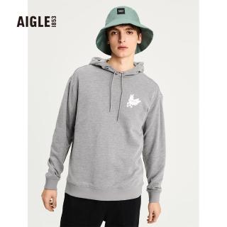 【AIGLE】男 快乾兜帽長袖T恤(AG-2P133A123 希瑟灰)