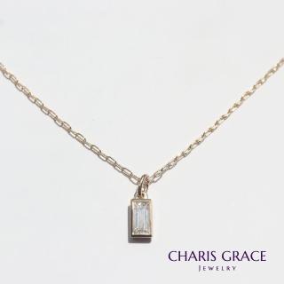 【CHARIS & GRACE 佳立思珠寶】14K金 項鍊 Princess Cut CZ Necklace 公主方鑽項鍊