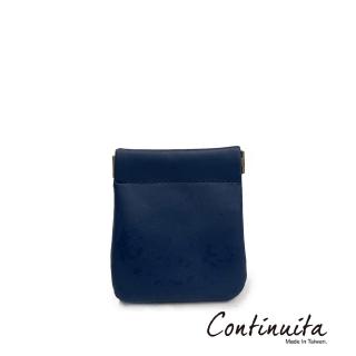 【Continuita 康緹尼】頭層牛皮日本口袋女孩零錢包(零錢包 藍色)