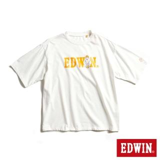 【EDWIN】男裝 橘標 基本LOGO短袖T恤(米白色)