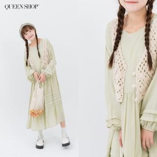 【Queenshop】女裝 上衣 日系 質感勾針編織花邊背心 現+預 01097420